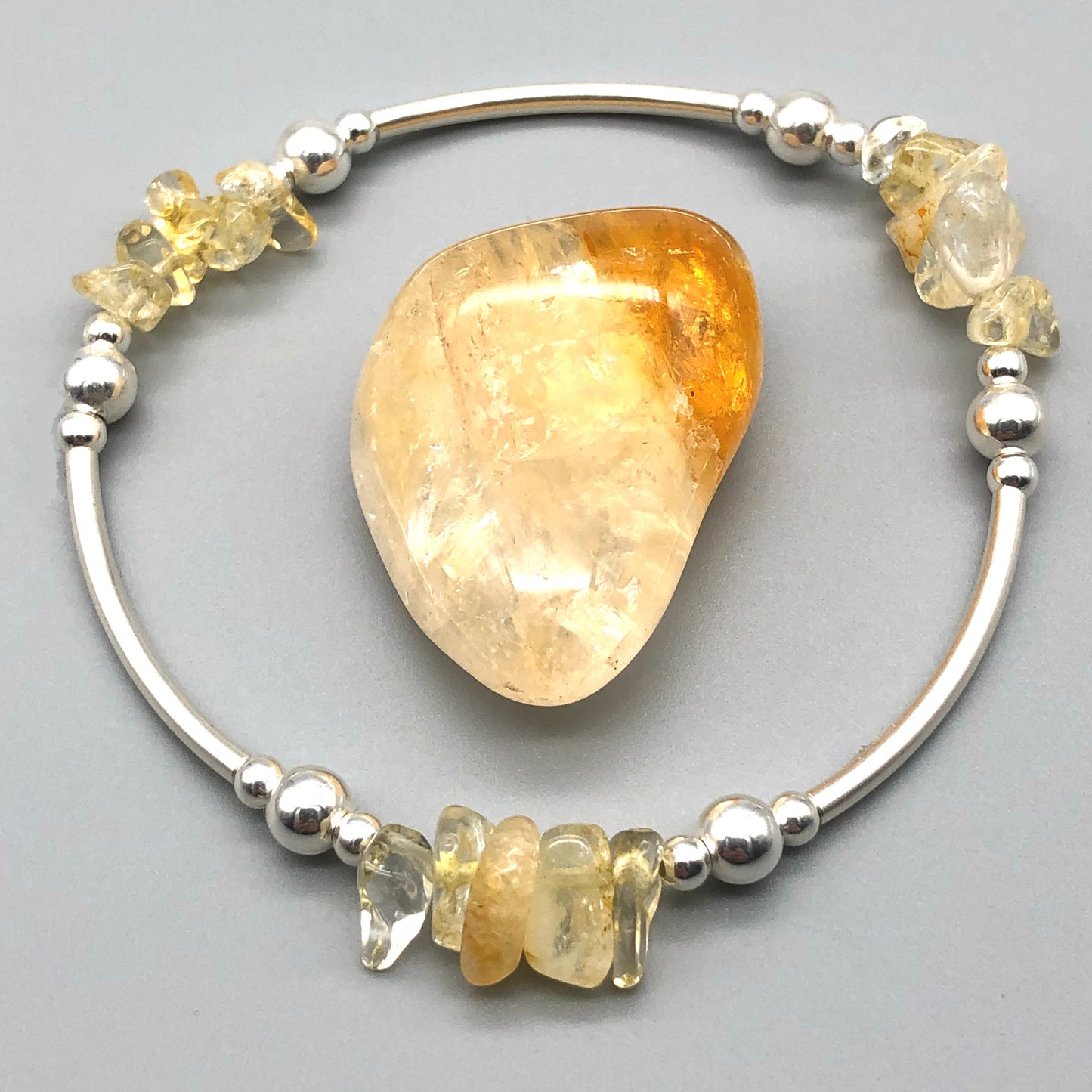 Citrine healing crystal & sterling silver women's stacking bracelet by My Silver Wish