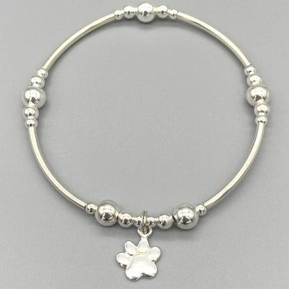 Cat paw charm women's sterling silver stacking bracelet by My Silver Wish