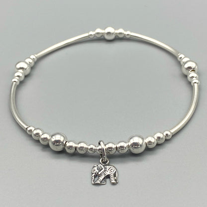 Elephant charm sterling silver women's stacking bracelet by My Silver Wish