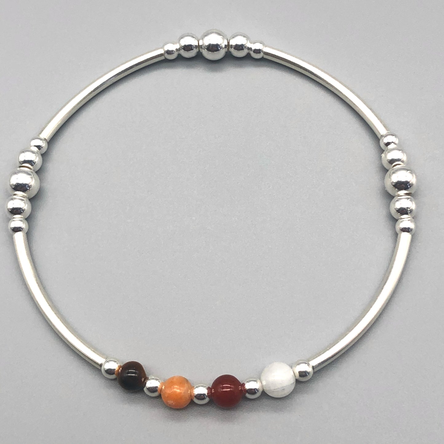 Confidence healing crystal beaded sterling silver women's stacking bracelet by My Silver Wish