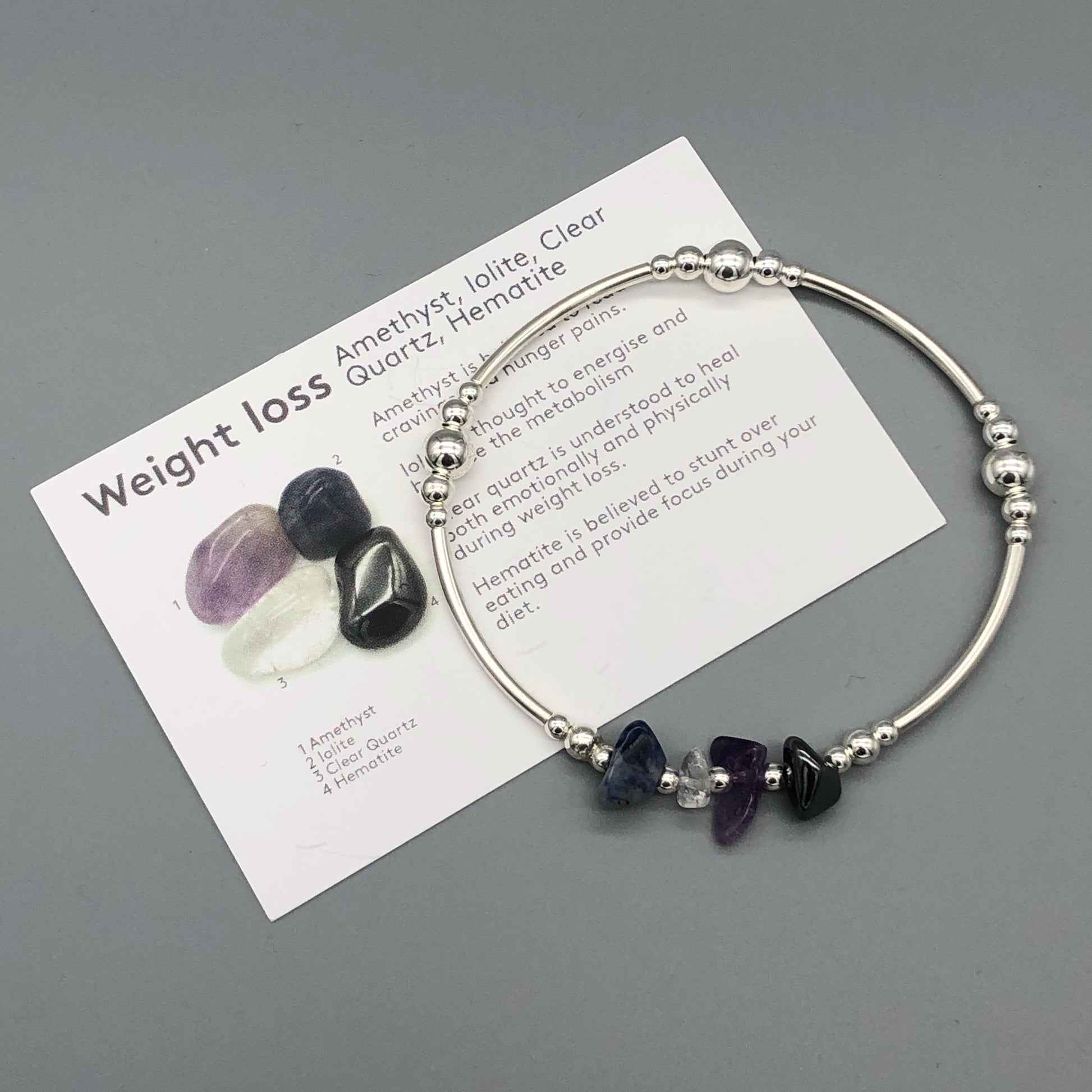 Weight loss healing crystal and sterling silver stacking bracelet by My Silver Wish