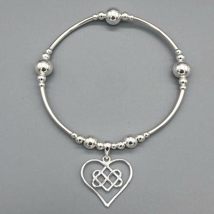 Infinity charm heart women's sterling silver hand-made stacking bracelet by My Silver Wish