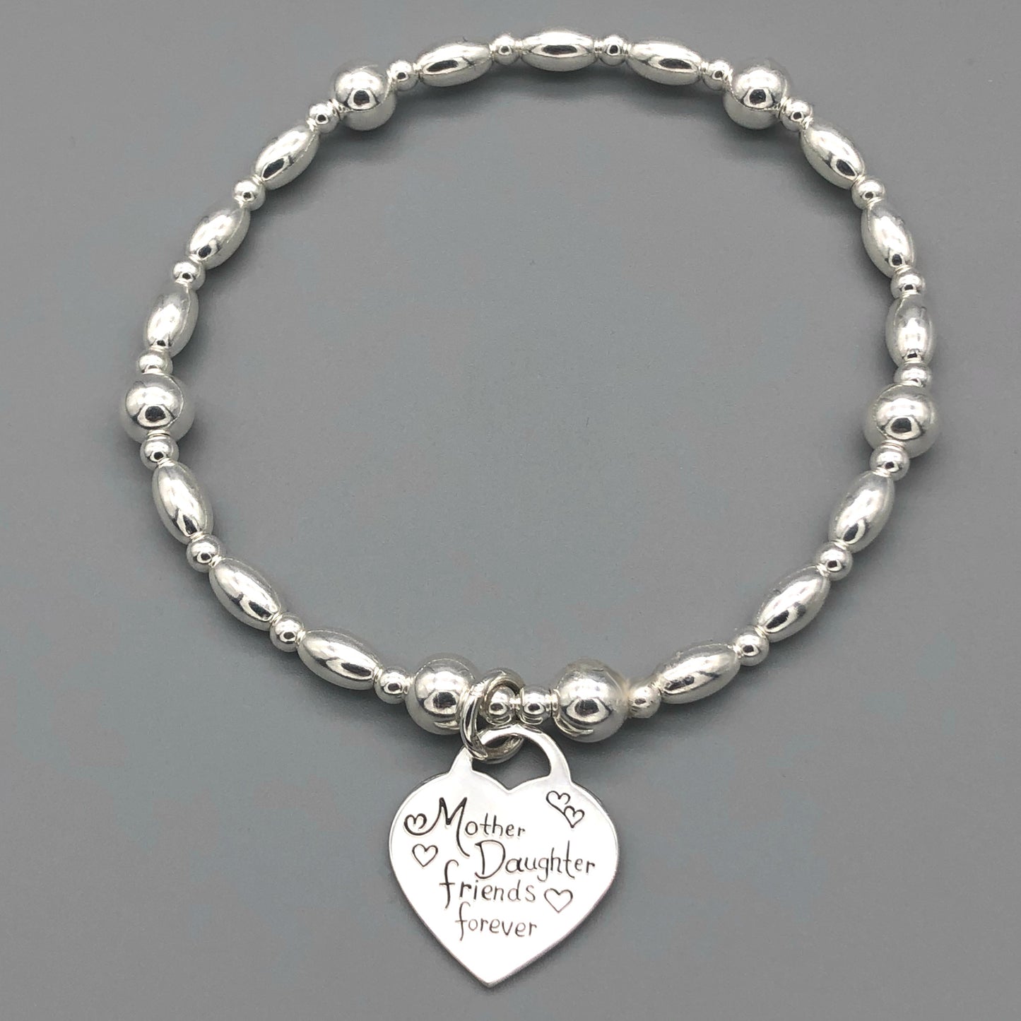 "Mother & daughter, friends forever" charm sterling silver women's stacking bracelet by My Silver Wish