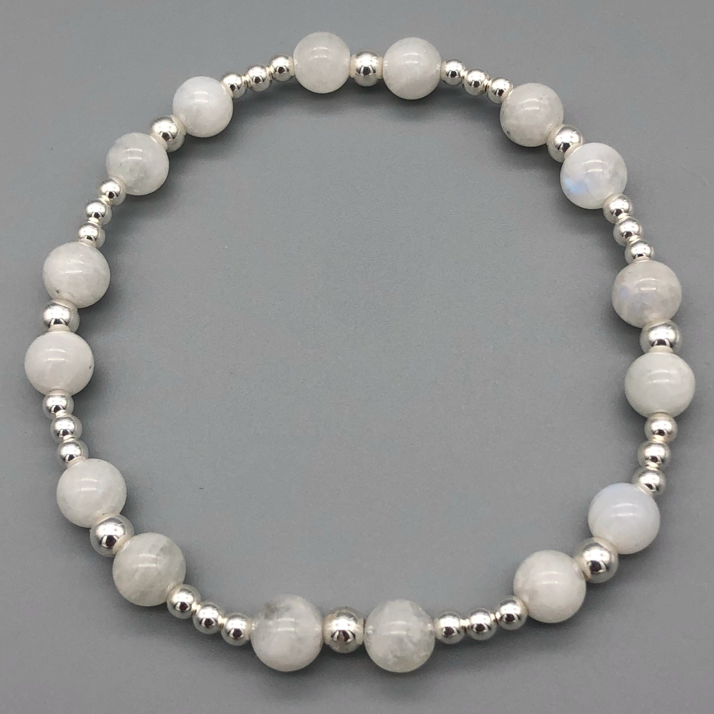Moonstone crystal and sterling silver women's stacking bracelet by My Silver Wish