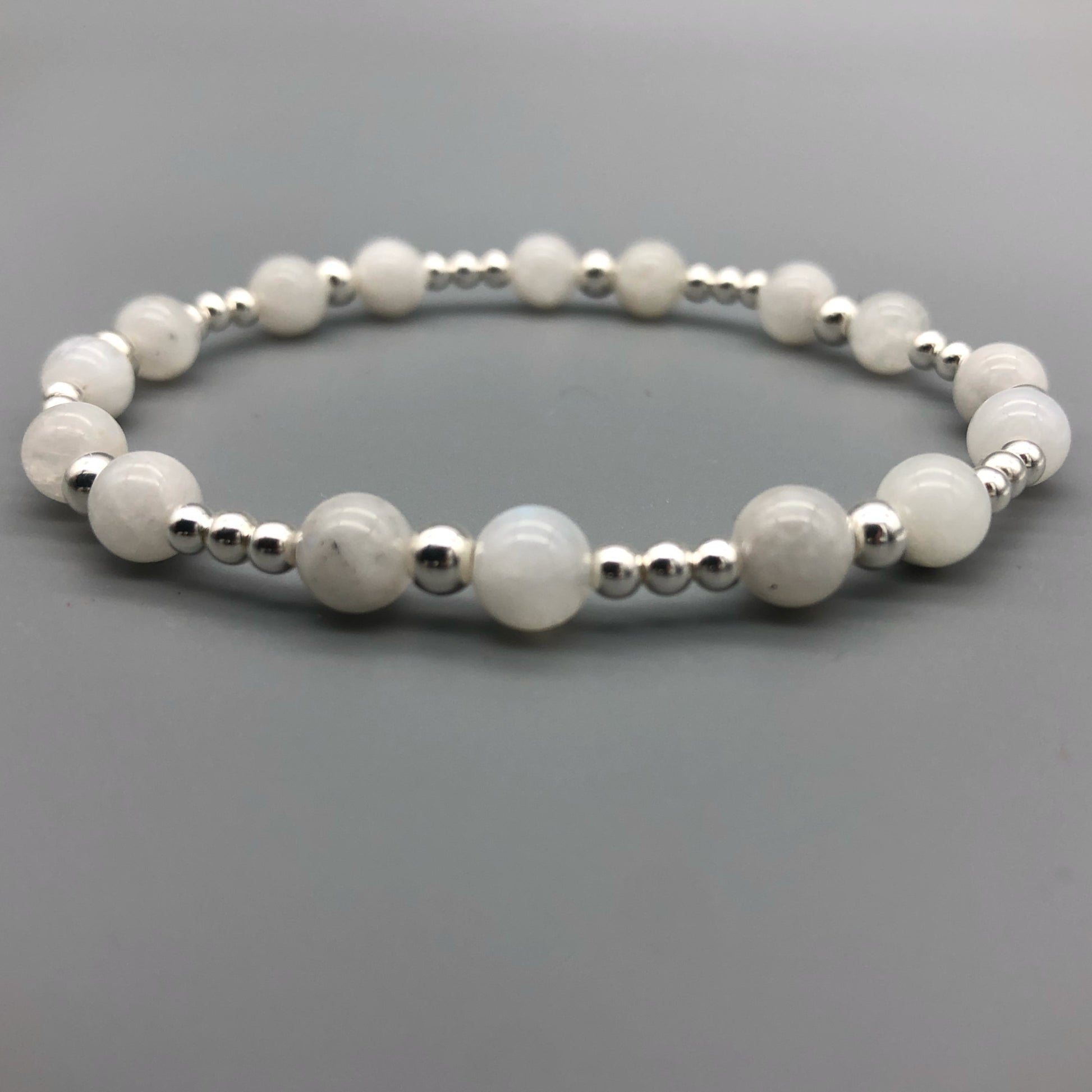 Moonstone crystal and sterling silver women's stacking bracelet by My Silver Wish