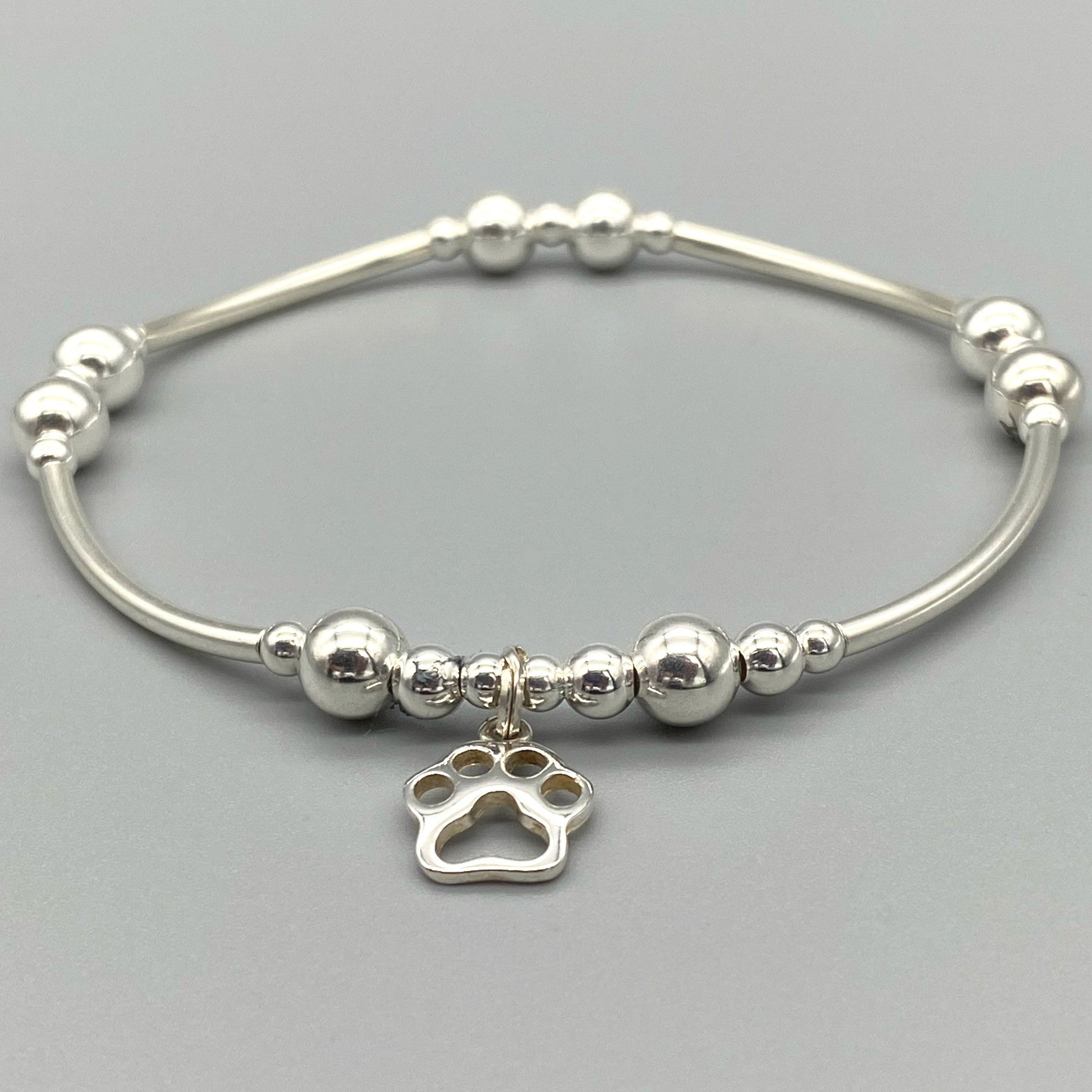 Dog Paw Charm Women's Sterling Silver Stacking Bracelet by My Silver Wish