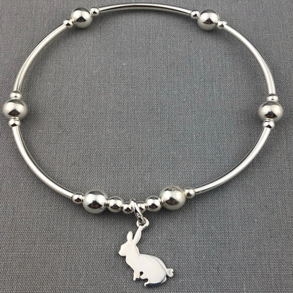Rabbit Charm Women's Sterling Silver Stacking Bracelet by My Silver Wish