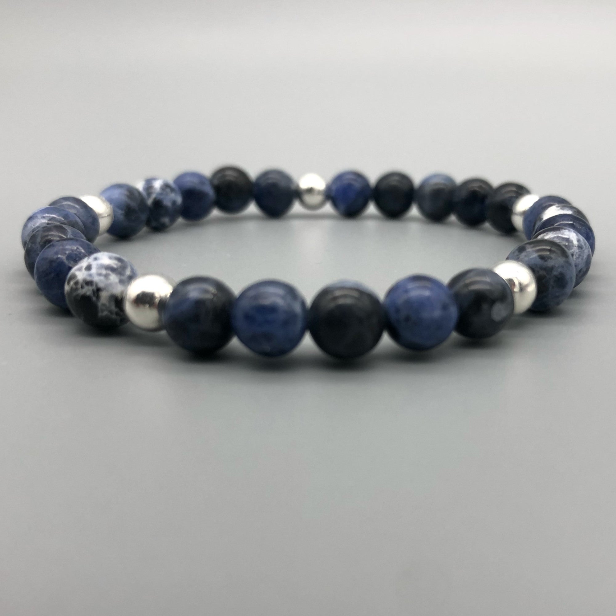 Sodalite blue bracelet with sterling silver buying center bead