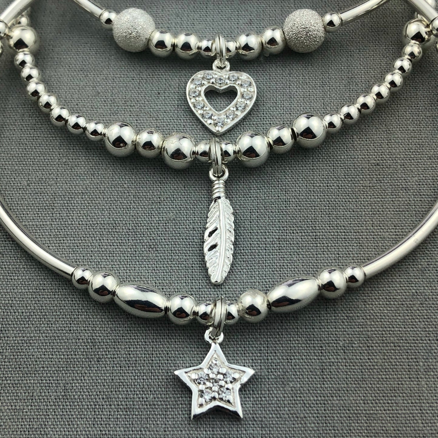 "Wish come true" Women's Sterling Silver Stacking Charm Bracelet Set by My Silver Wish