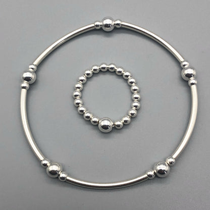Stack filler sterling silver women's bracelet and ring set by My Silver Wish