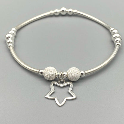 Open star charm sterling silver stacking bracelet for her by My Silver Wish