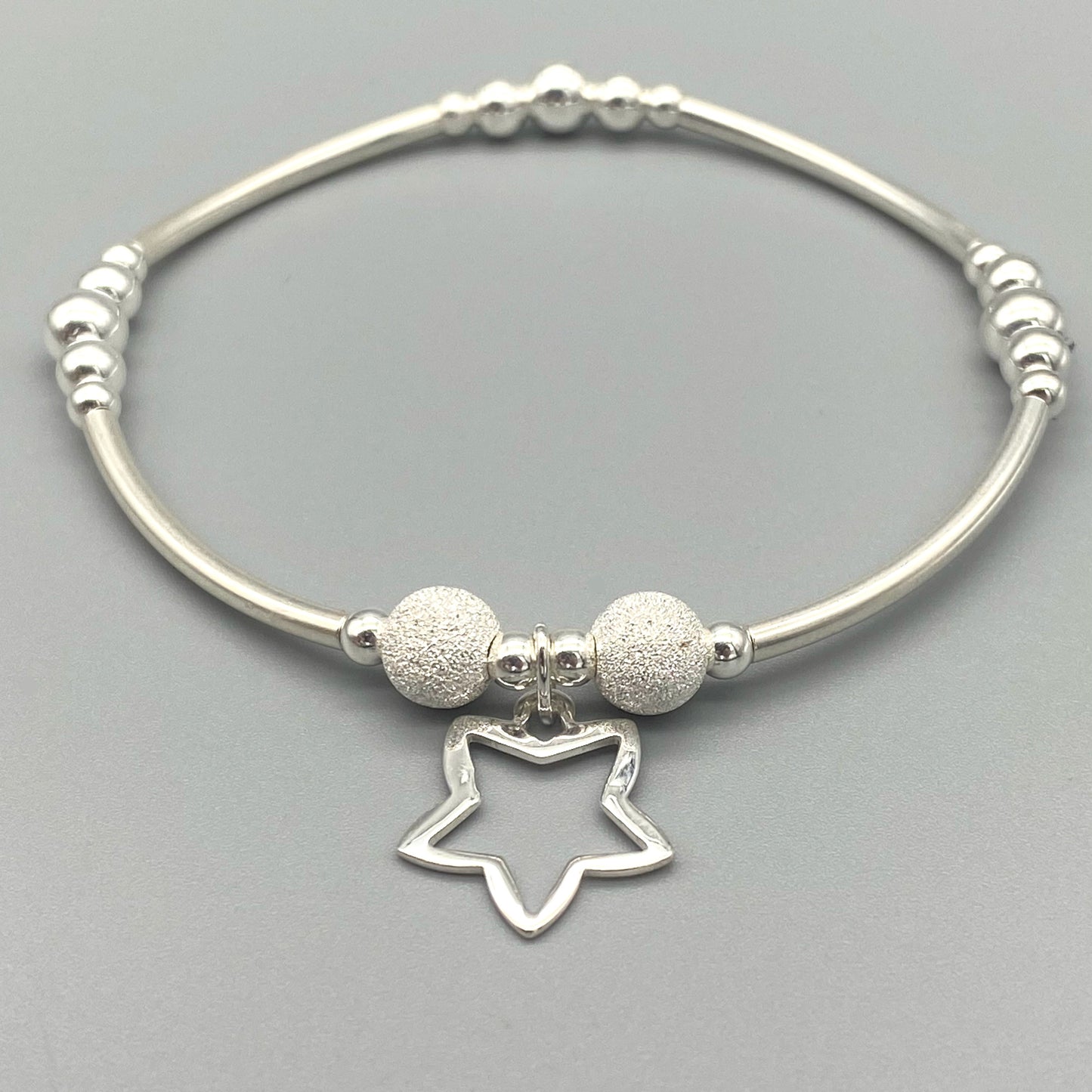 Open star charm sterling silver women's charm bracelet by My Silver Wish