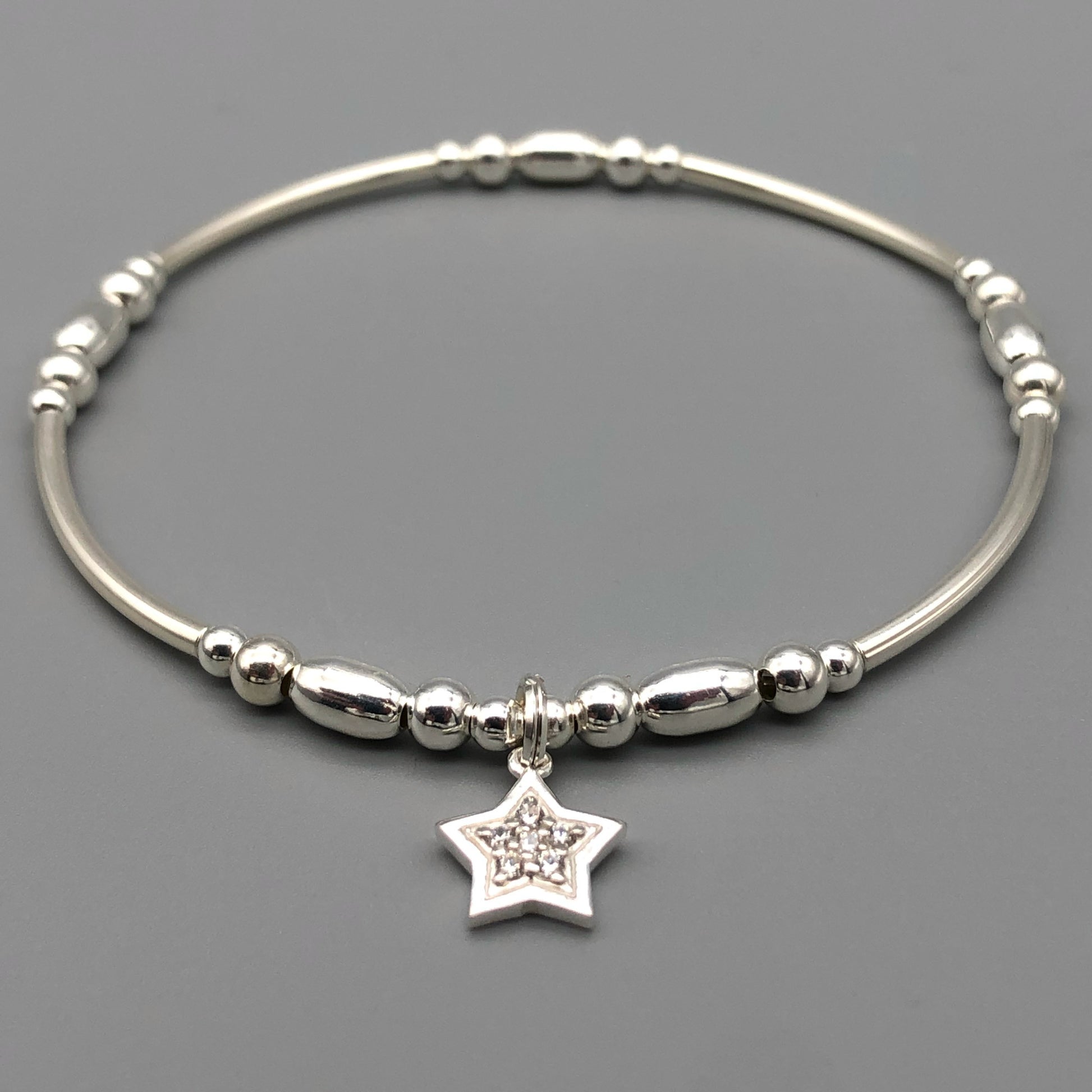 Star charm sterling silver stacking charm bracelet by My Silver Wish