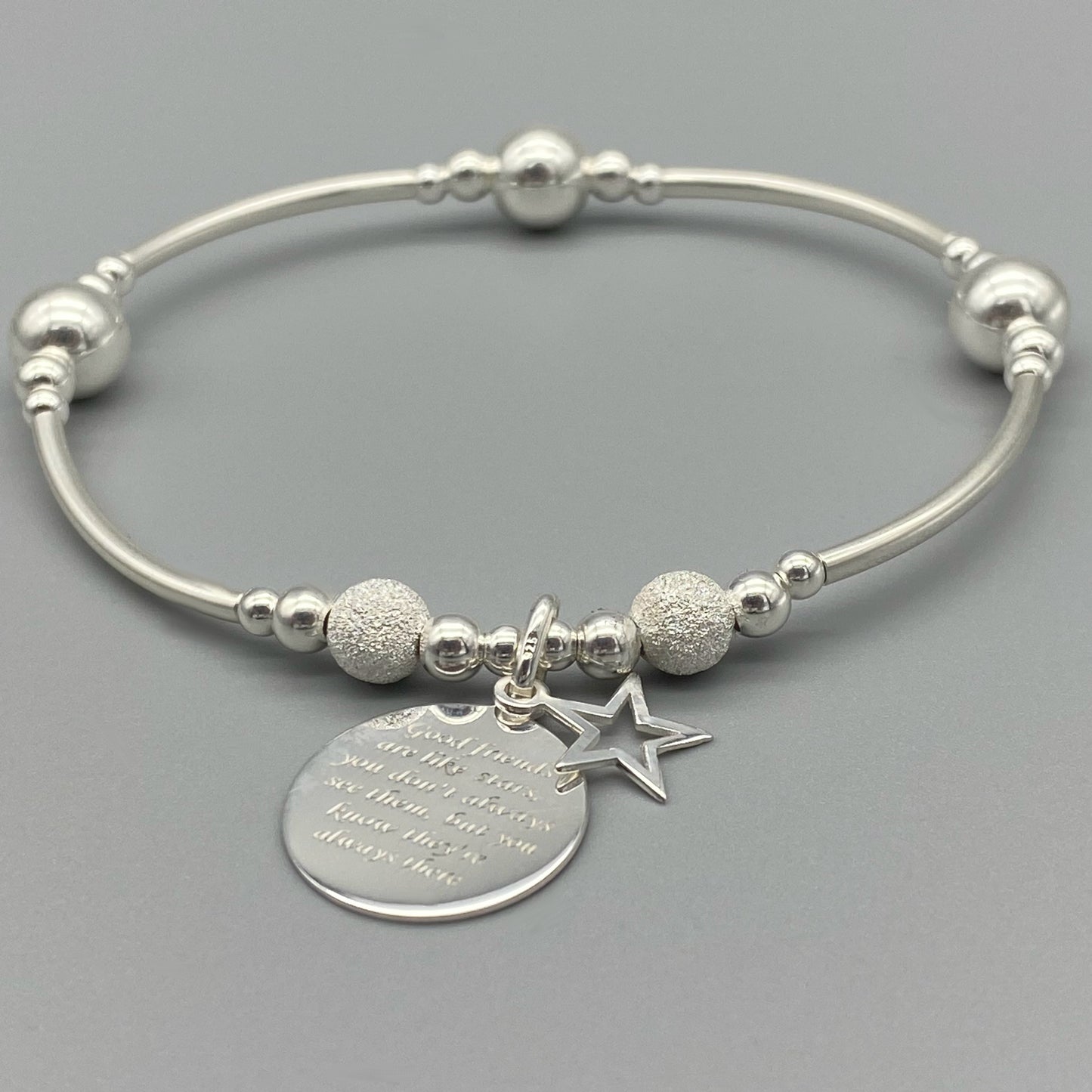 "Good friends are like stars..." sterling silver stacking bracelet for her by My Silver Wish