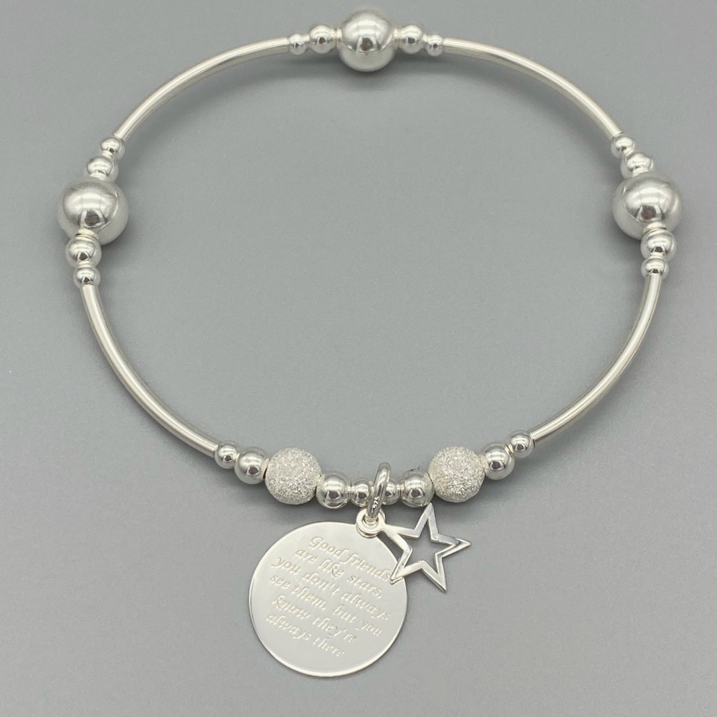 "Good friends are like stars..." sterling silver stacking bracelet for her by My Silver Wish