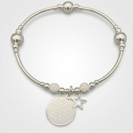 "Good friends are like stars..." sterling silver stacking bracelet for her by My Silver Wish