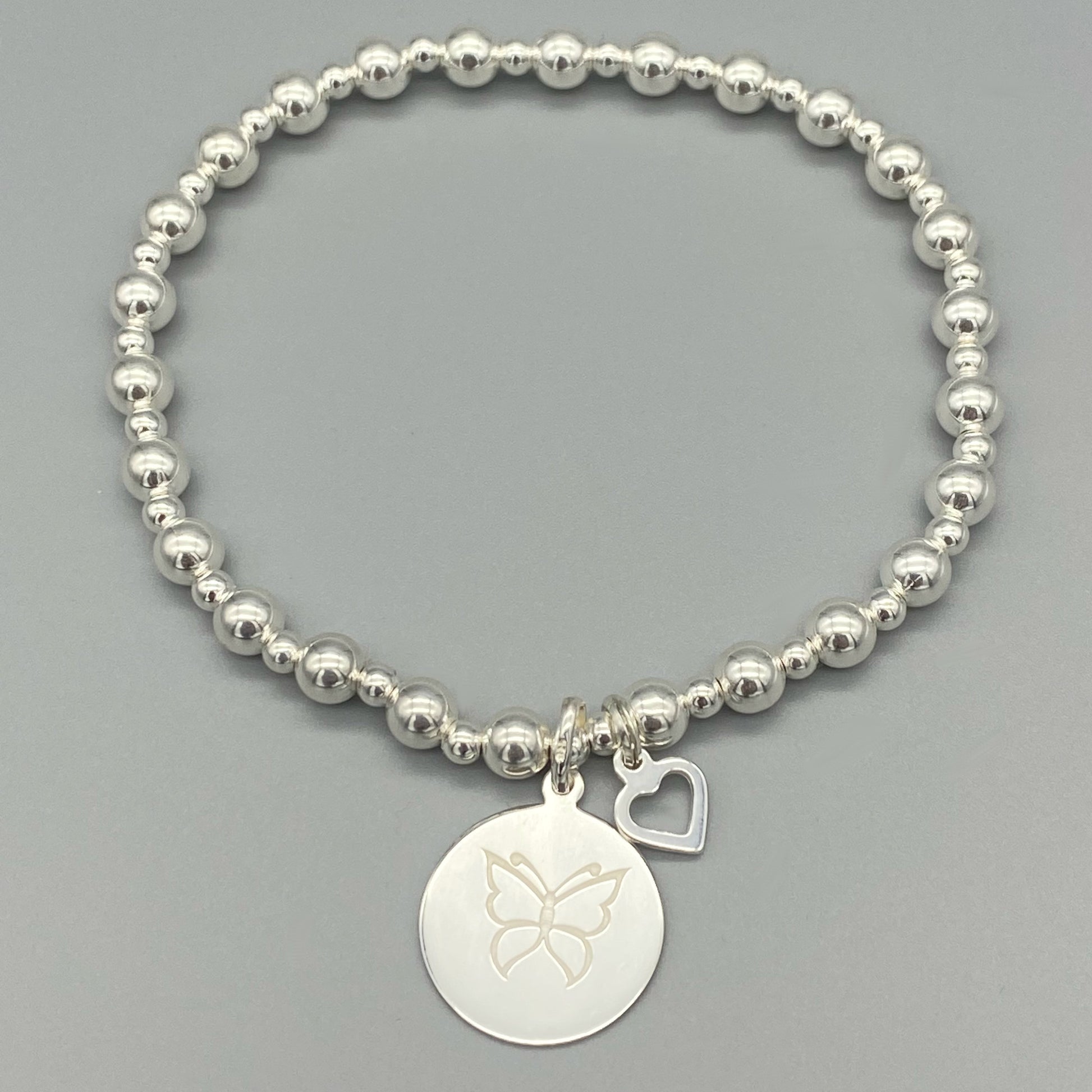 "Sister there is no better friend..." with butterfly symbol women's sterling silver stacking bracelet by My Silver Wish