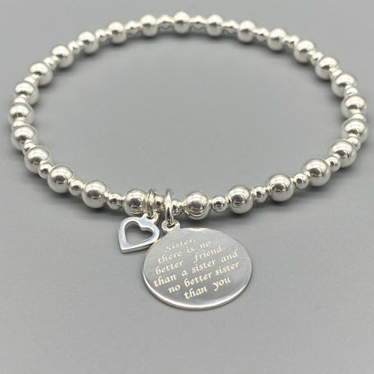"Sister there is no better friend..." women's sterling silver stacking bracelet by My Silver Wish