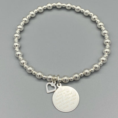 "Sister there is no better friend..." women's sterling silver stacking bracelet by My Silver Wish