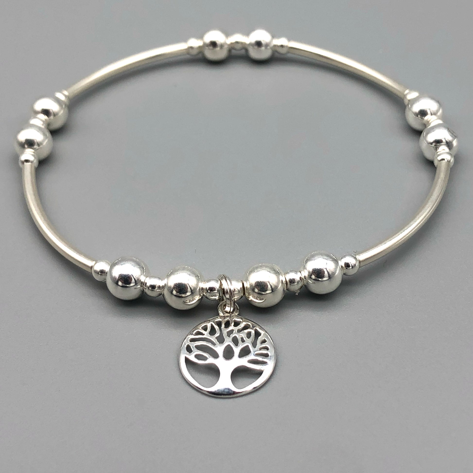 Tree of Life charm women's sterling silver stacking bracelet by My Silver Wish