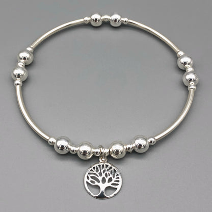 Tree of Life charm sterling silver women's hand-made stacking bracelet by My Silver Wish