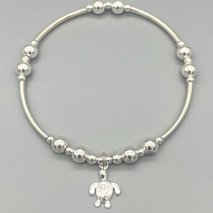 Sea Turtle Charm Sterling Silver Women's Stacking Bracelet by My Silver Wish