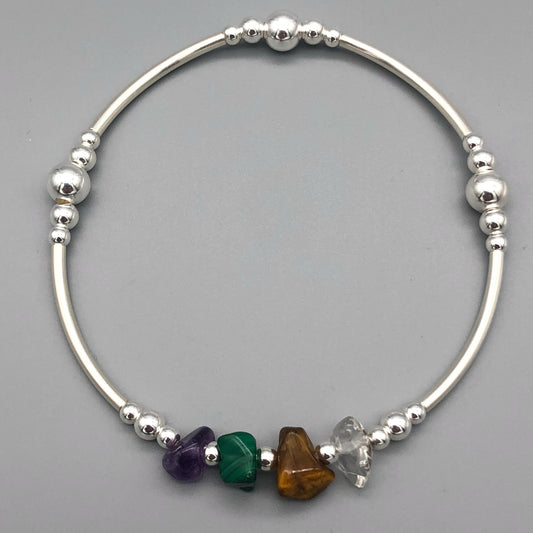 Capricorn zodiac women's sterling silver charm stack bracelet by My Silver Wish