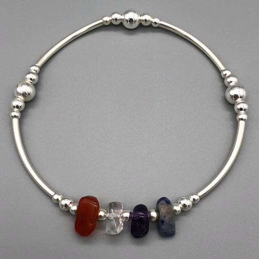 Pisces zodiac star sign women's sterling silver stacking bracelet