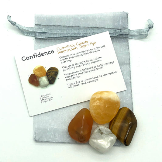 Give Me Confidence Healing Crystals: Calcite, Tigers Eye, Carnelian, Moonstone