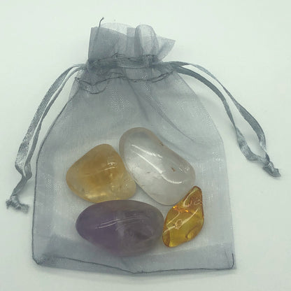 Head Calm Healing Crystals: Amethyst, Amber, Citrine, Clear Quartz