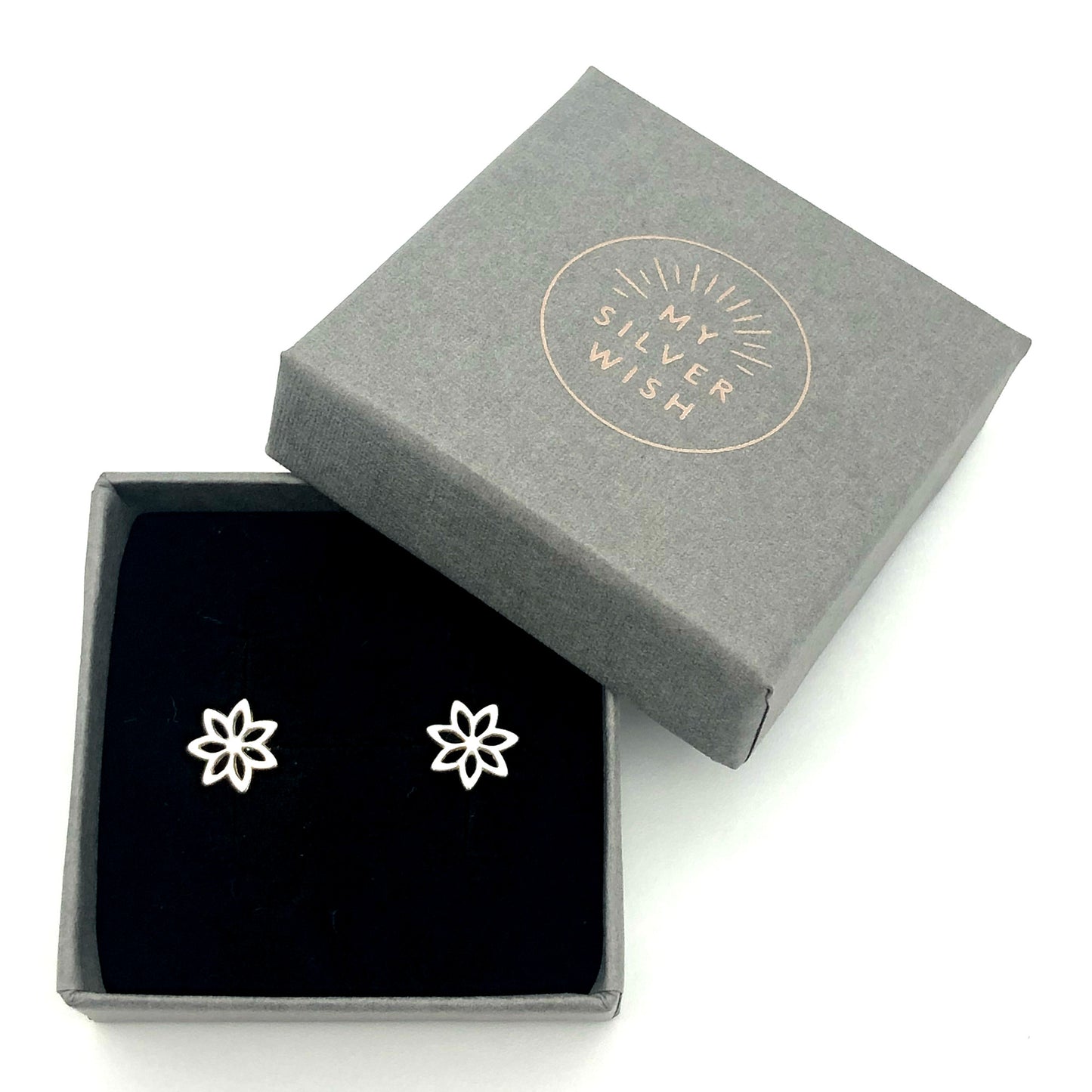 Lily Flower Sterling Silver Stud Earrings by My Silver Wish