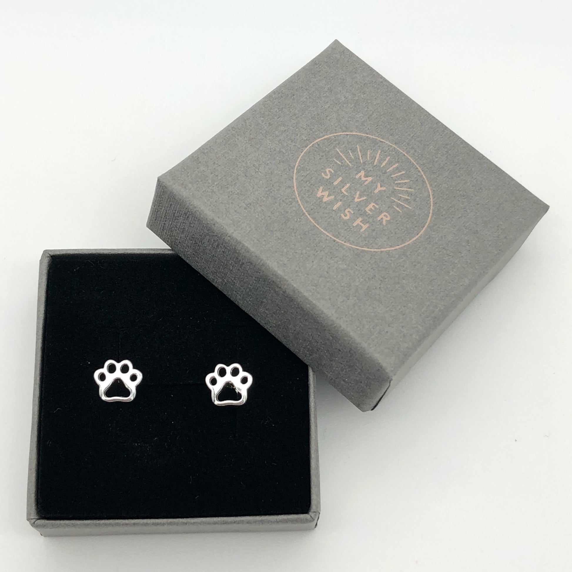 Sterling Silver Dog or Cat Paw Print Stud Earrings by My Silver Wish