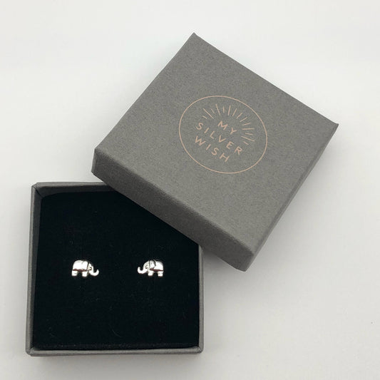 Elephant Sterling Silver Stud Earrings by My Silver Wish