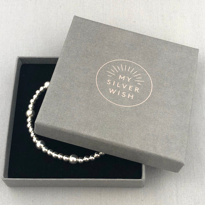 Open Hearts Women's Sterling Silver Stacking Charm Bracelet Set