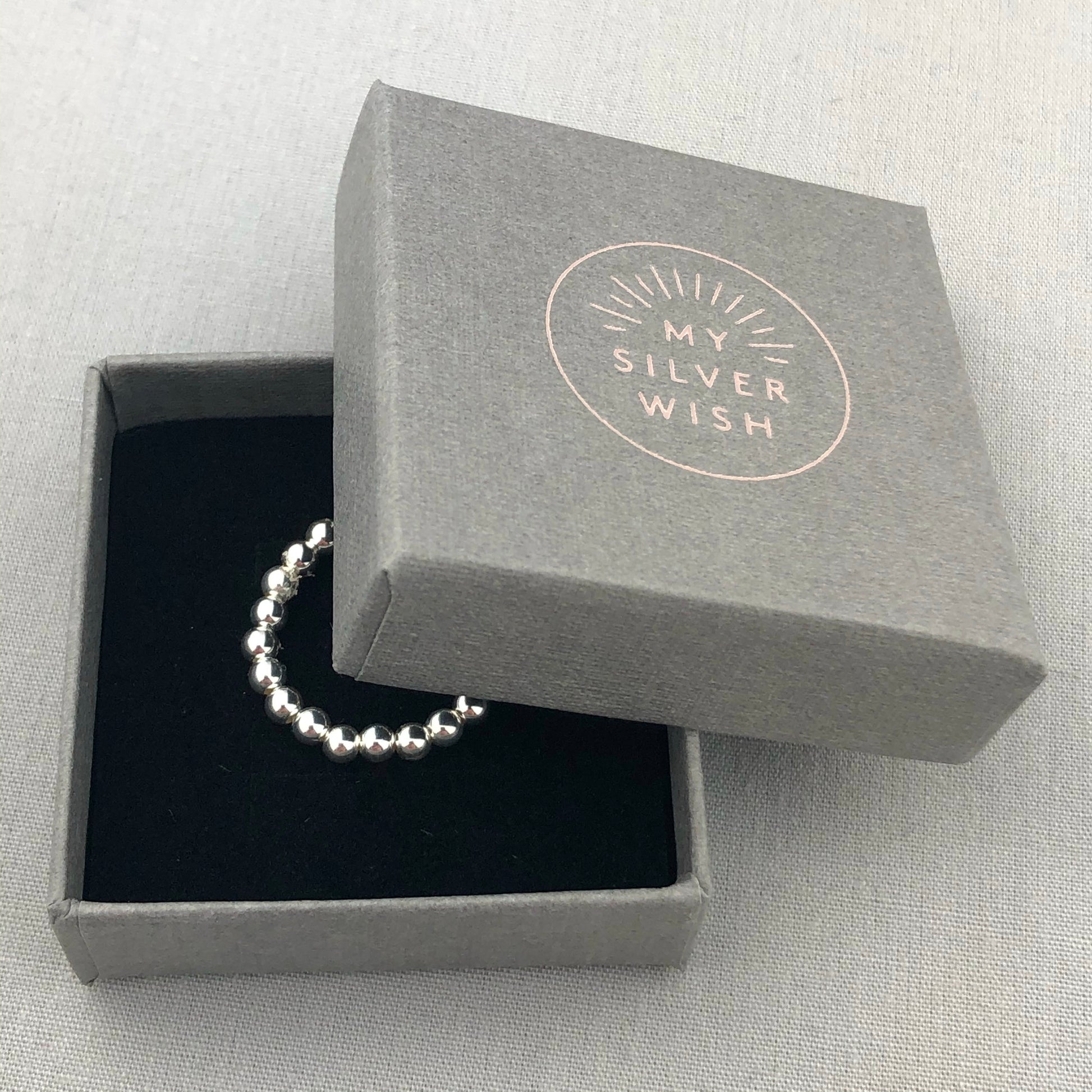 My Silver Wish gift box with stacking charm ring inside