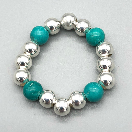 Turquoise Healing Gemstone Beads & Sterling Silver Stacking Ring by My Silver Wish