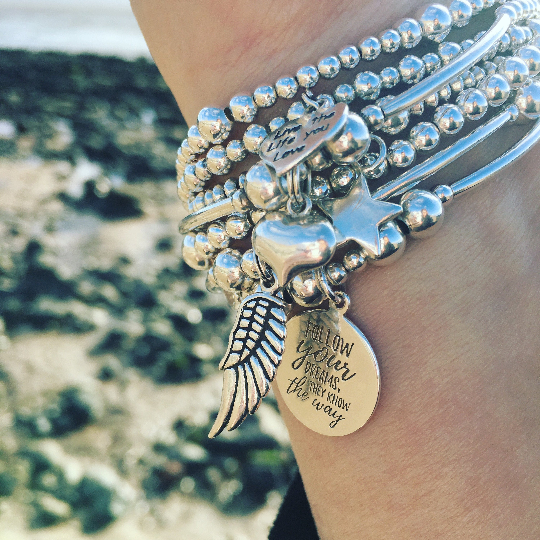 Anxiety support healing crystal sterling silver women s stacking charm bracelet